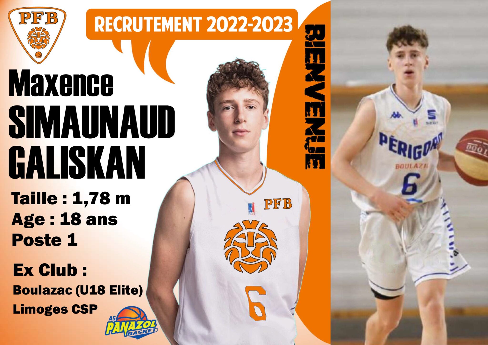 COMMUNICATION RECRUTEMENT NOUVEAU JOUEUR N3 AS Panazol Basket